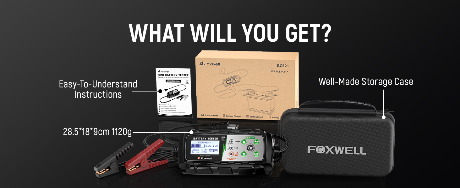 Amazon.com: FOXWELL BC521: 12V Car Battery Charger with Tester, 5A